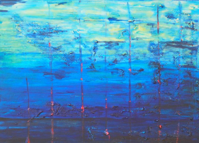 Aufsteigen der Nachtgeister in der Morgendämmerung, 50x70 cm, 2009, Mischtechnik auf Leinwand