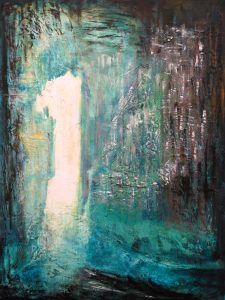 Höhle, 70 x 50 cm, Mischtechnik auf Leinwand, 2014