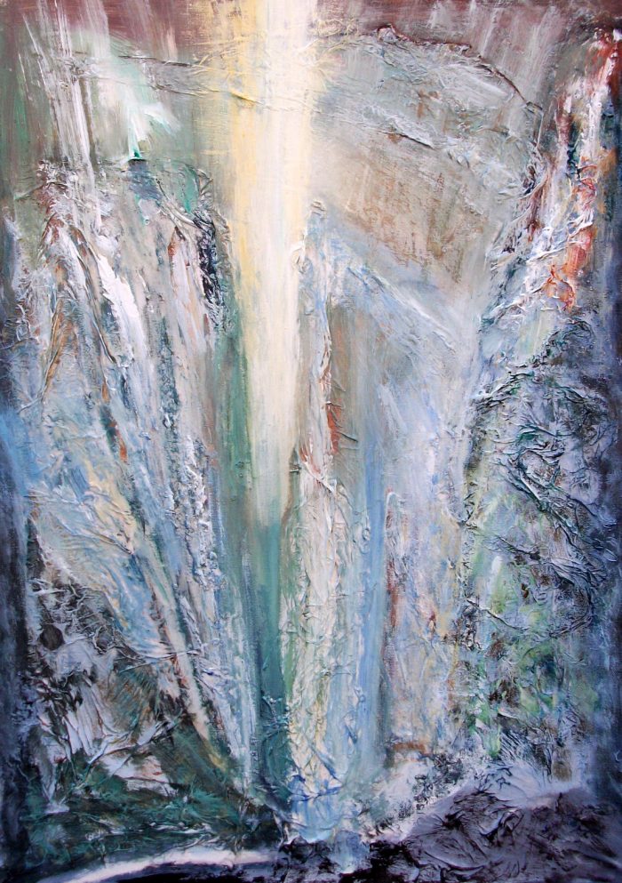 In der Klamm, 70x50cm, Mischtechnik auf Leinwand, 2011