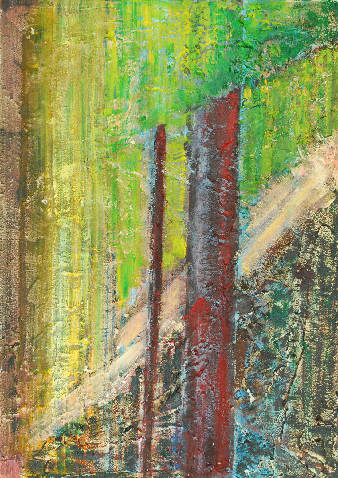 Waldstück, 70x50 cm, Mischtechnik auf Leinwand, 2009